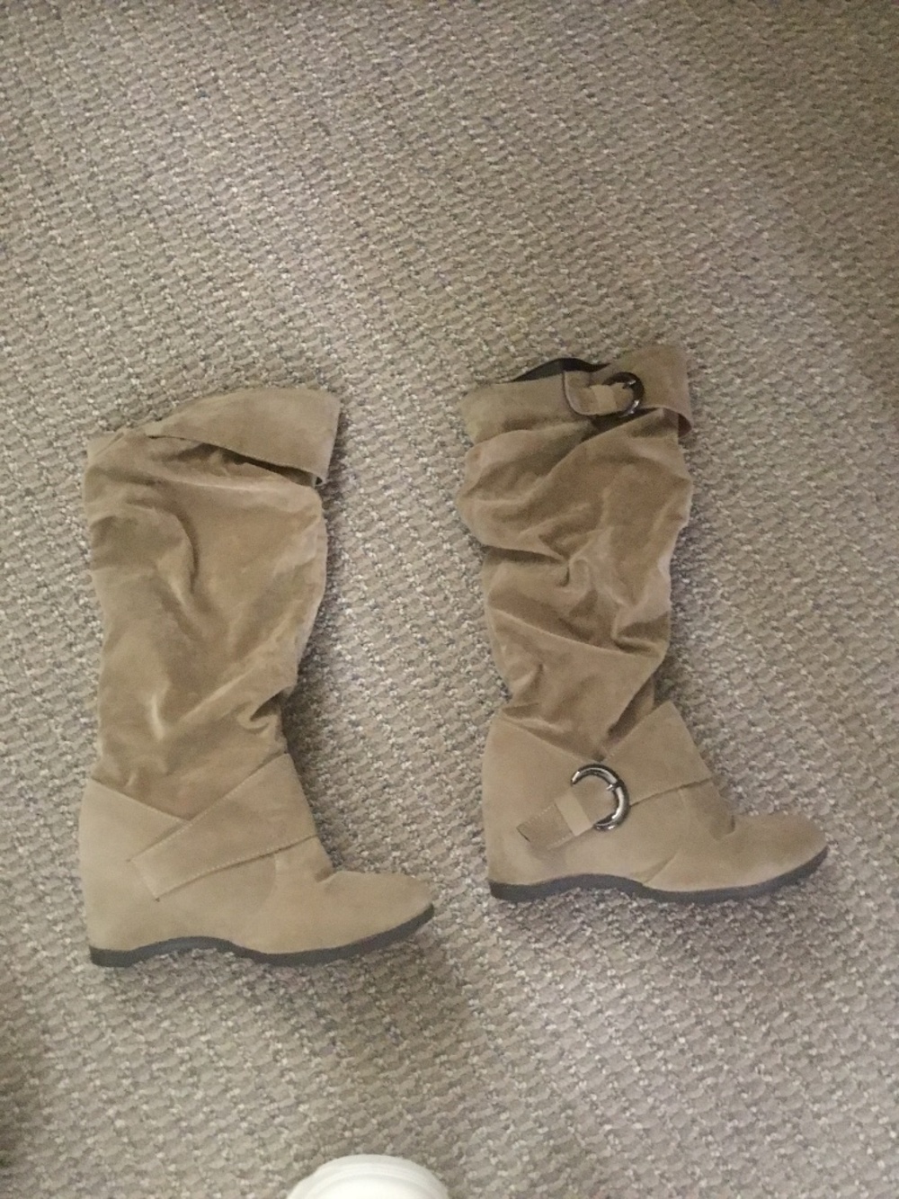 Knee length suede boots